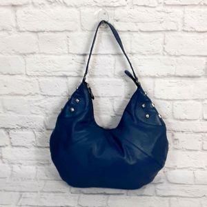 Michael Roma design blue leather hobo bag